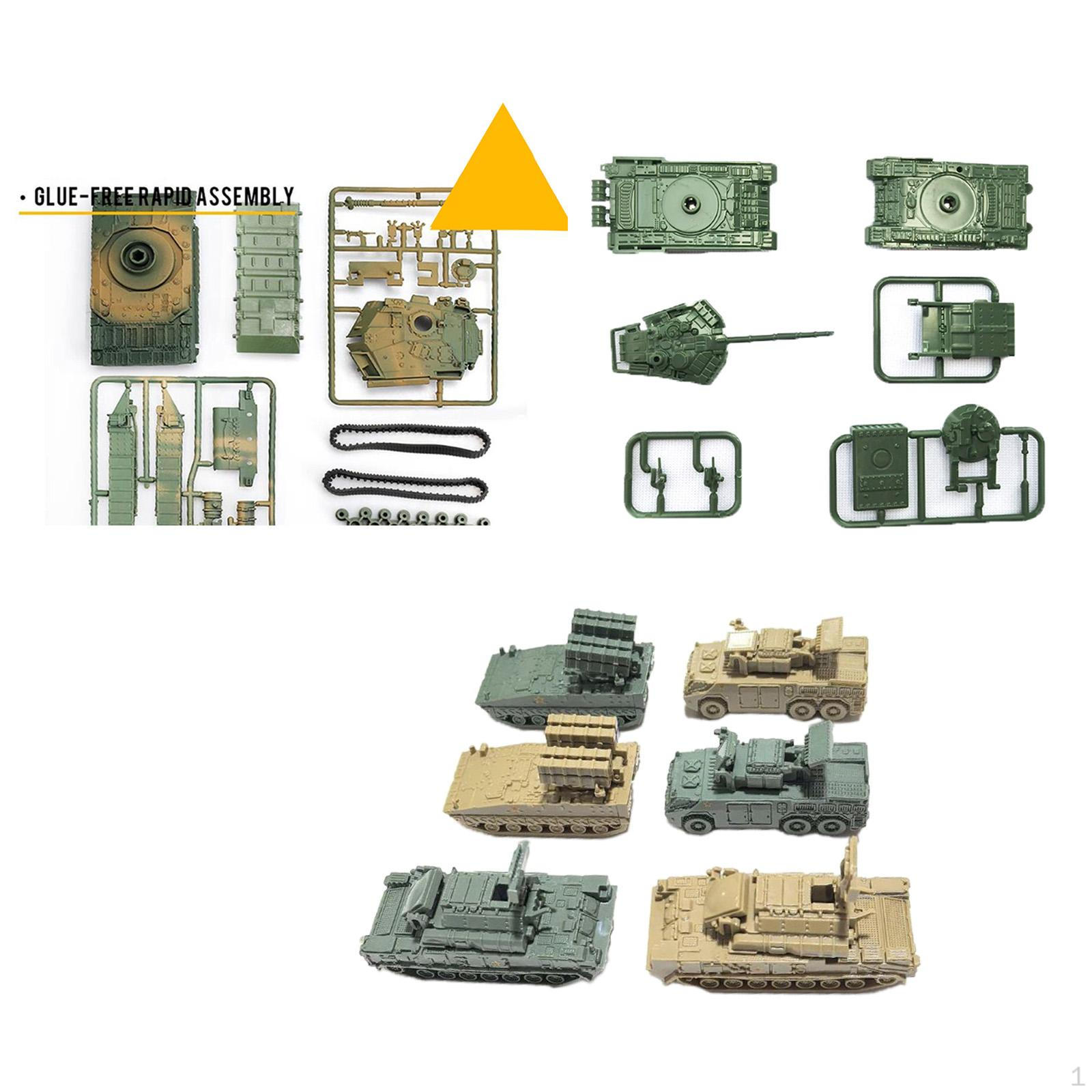 

6 Pieces of Miniature Tanks DIY Assembly at a 1:144 Ratio for Boys and Girls Style C