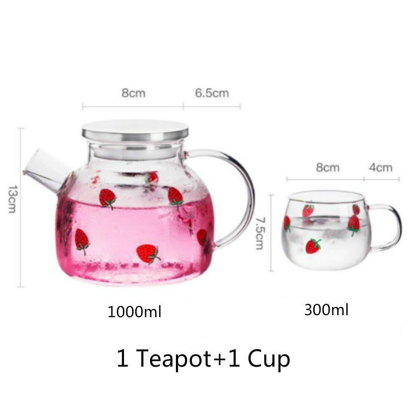 

1,8 л 1 л симпатичные заварочные чайники в японском стиле со вкусом клубники стеклянный кувшин для холодных и горячих напитков посуда для дома и офиса чайная чашка набор для заваривания чая