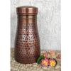 Pure Copper Bedroom Water Bottle with Inbuilt Glass, Hammered Antique Design - Drinkware & Storage Purpose, Volume 900 Ml (Pack of 2)