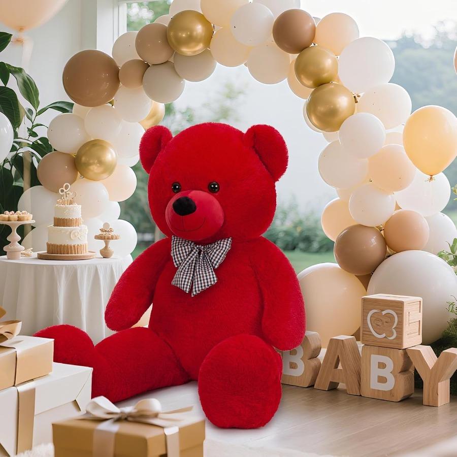 Orsacchiotto Gigante Rosso Classico da 47 pollici Peluche Animale di Peluche Carino più Soffice progettato per Natale San Valentino Doccia per Neonati Bi