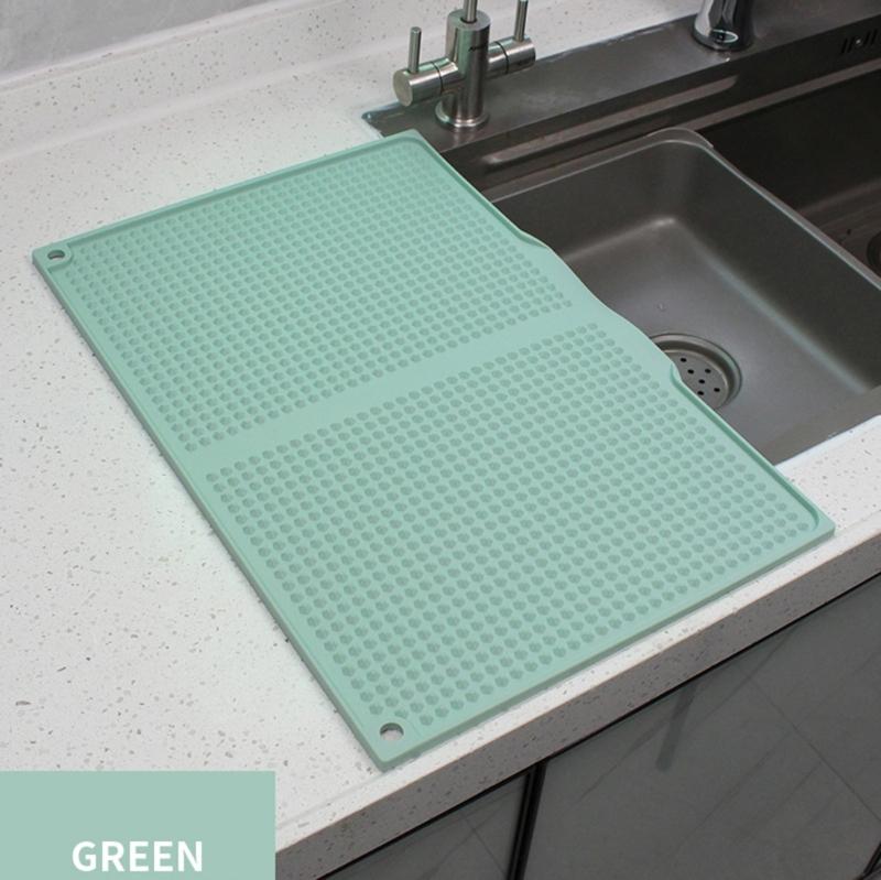 Folding Silicone Dish Drying Mats Offers Space Saving Storage and Easy Cleaning Silicone Texture for Home Cooking Lover