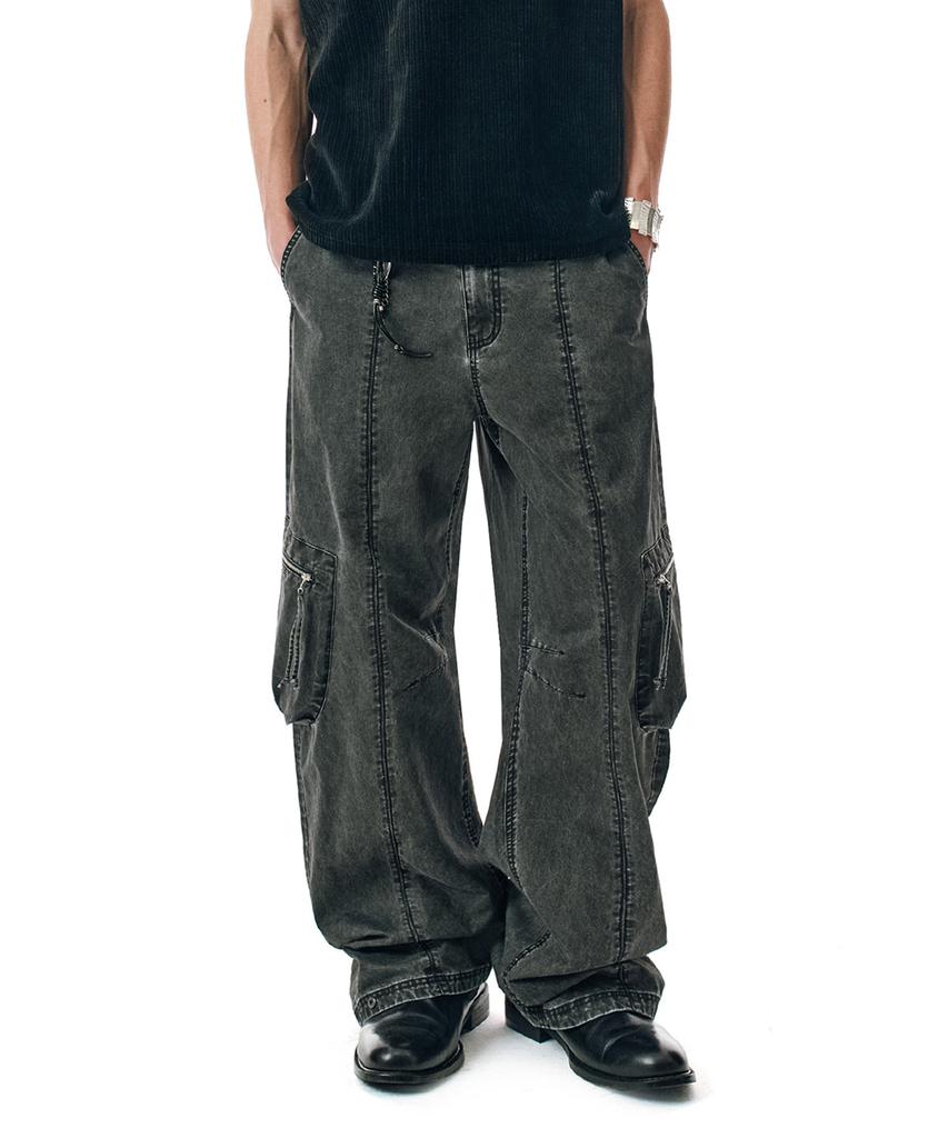 Sekeonmonollogeu Washed Wide Cargo Pants [Charcoal]_Sept082Charcoal