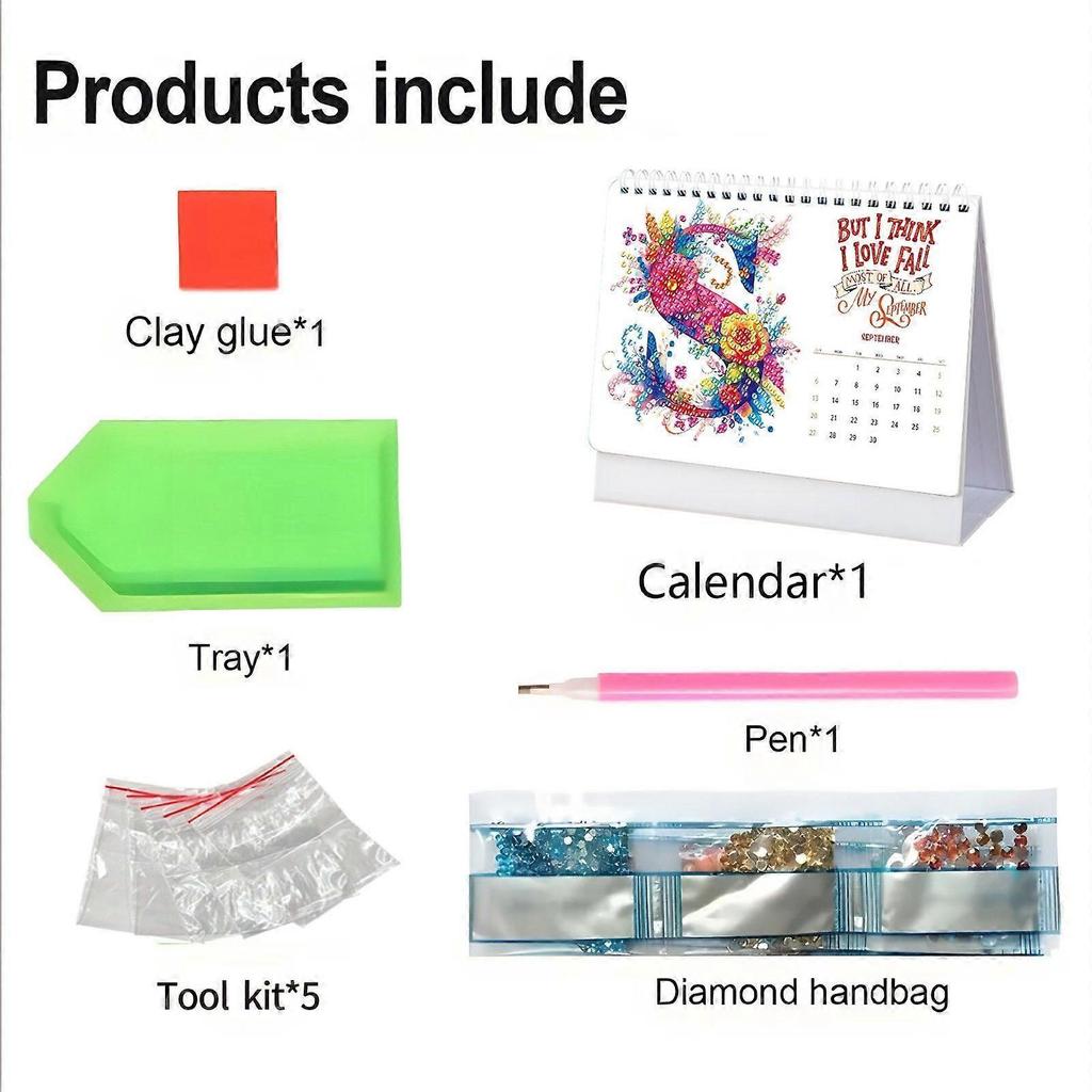 DIY Diamond Art Painting 2026 Desk Calendar Ornament, Monthly Planner