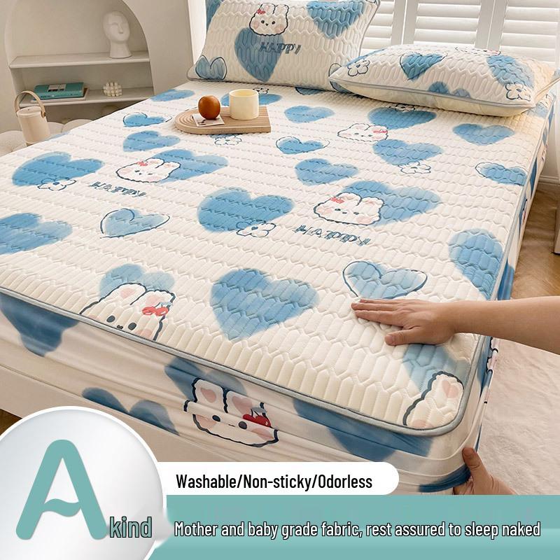 

Class A Mother & Baby Ice Silk Latex Cool Mat Set: 3-Piece Summer Bedspread & Fitted Sheet for Students 90x200cm Single Fitted Sheet