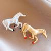 Vintage Metal Horse Brooch Metal Copper Animal Lapel Pins All-match Zodiac Pony Pin  Friends