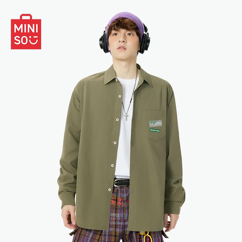 MINISO Men's Casual Loose-Fit Long-Sleeve Shirt
