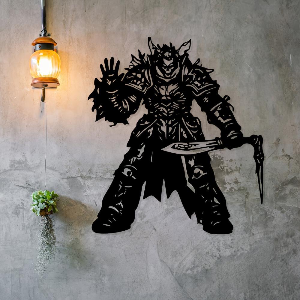 Warrior Iron Wall Art Medieval Sculpture Rust Resistant Home Garden Fence Decor Fantasy Gift for Fans 1pc