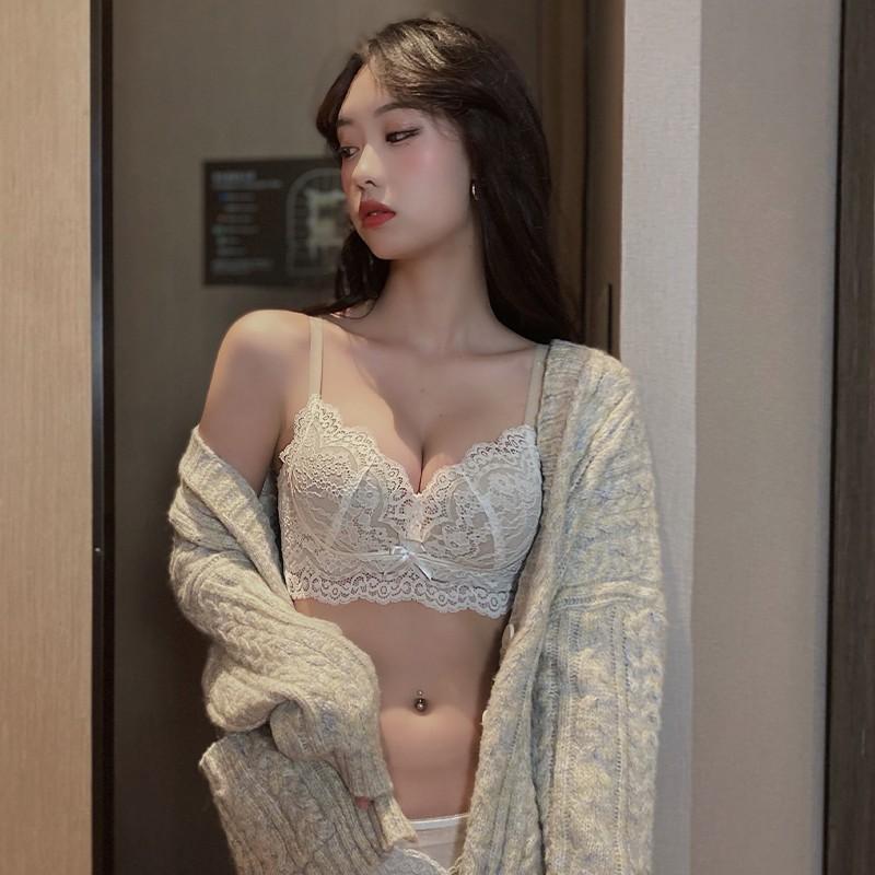 Natal Year Red Underwear Set Women's Small Breasts Gathered Up Support No Steel Rim Bra Closed Breast Adjustment Bra