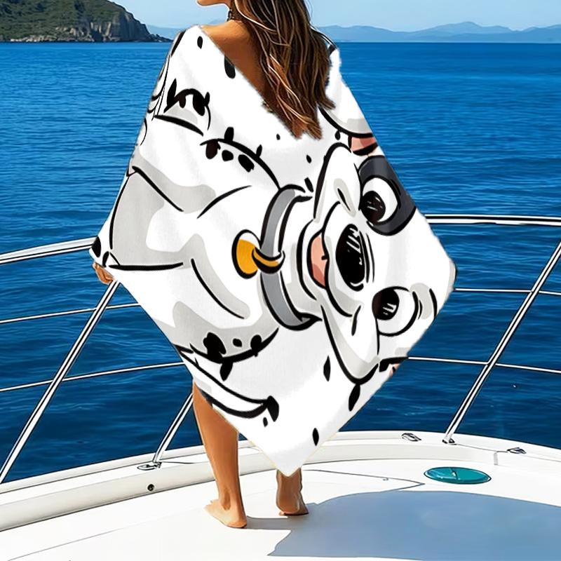 Dalmatian Paws Collar Beach Towel - Soft, Absorbent Microfiber, Lightweight, Ideal for The Beach, Parties, Travel, Camping fan gifts