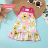 Cute Floral Pet Dog Sundress Soft Breathable Fabric Ruffle Hem For Small Dogs Summer Outdoor Daily Wear