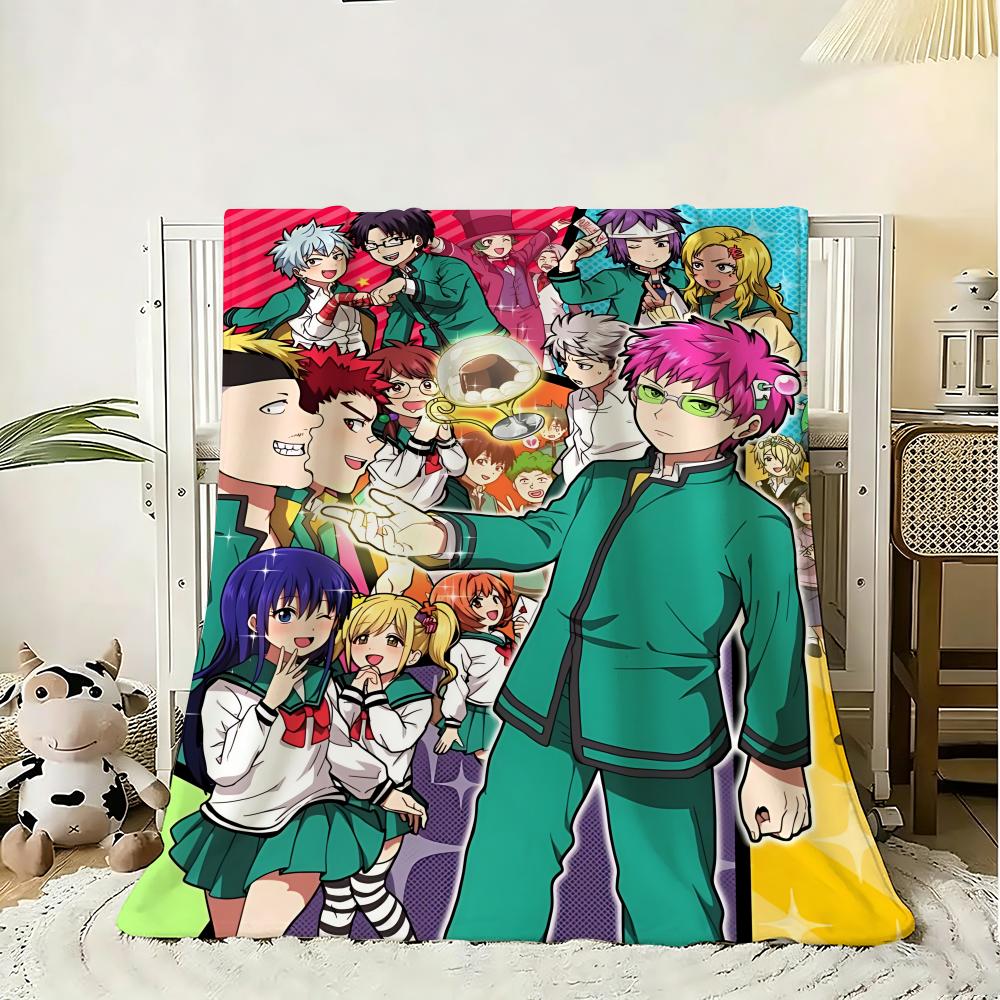 The Disastrous Life of Saiki K Anime Throw 240g Flannel Blanket Lightweight Soft Skin-friendly Summer Thin Throw Blanket 75x90cm