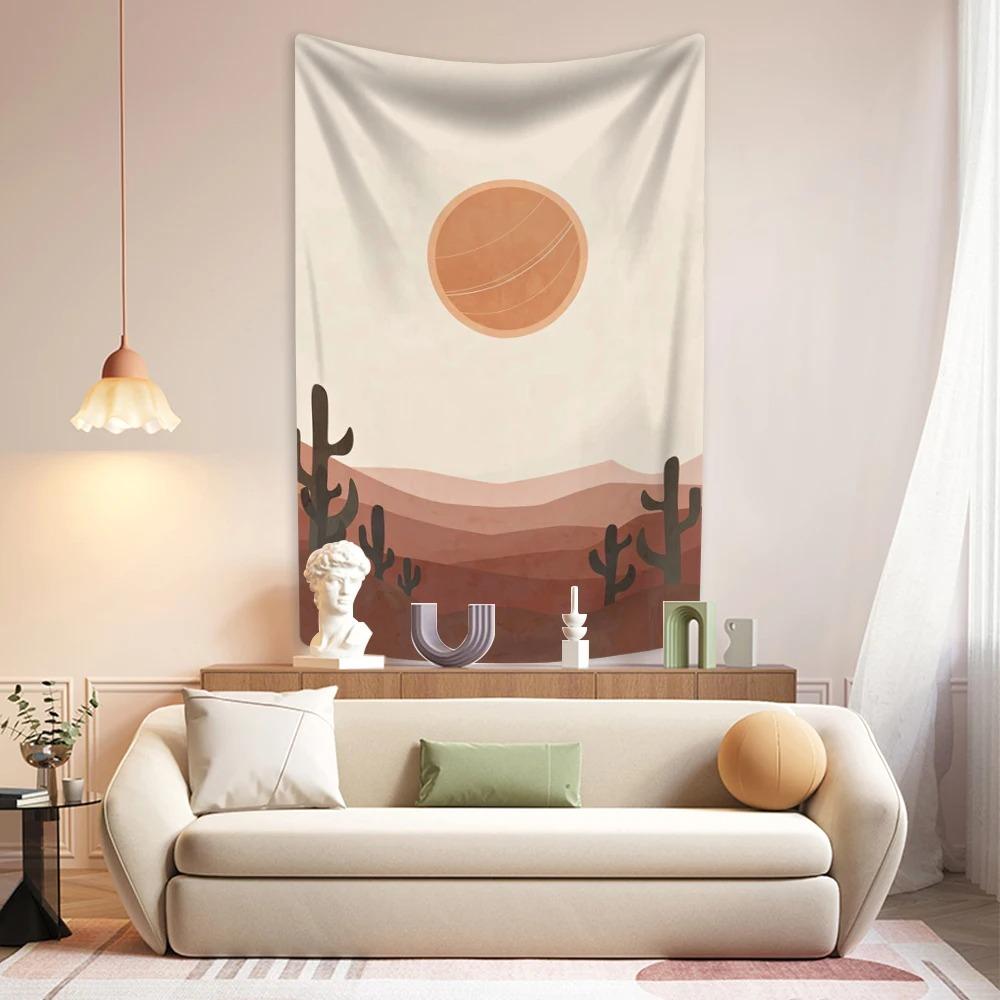 Simple Illustration Style Sunset Pattern Tapestry Bedroom Living Room Tapestry Home Wall Decoration Tapestry