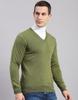MONTE CARLO Mens Solid Brown V Neck Full Sleeve Pullover