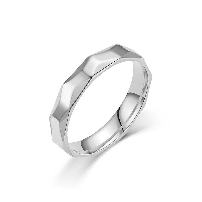 Fashion neutral wind rhombus titanium steel ring women's INS tide plain ring couple ring hand jewelry
