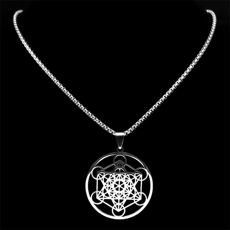 Metatron Angel Seal Geometric Kabbalah Garden Stainless Steel Unisex Necklace