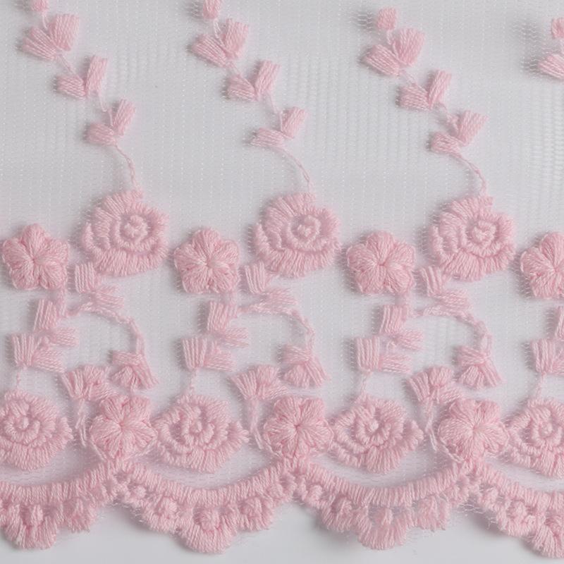 Pink Mesh Net Lace Trim 100% Cotton Embroidered Lace Ribbon Trimming Fabric DIY Garment Craft Decoration Accessories 2Yards