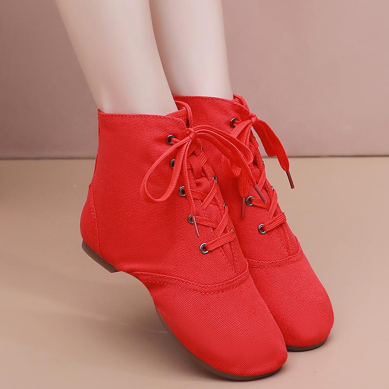Damskie Buty do Tańca Treningowe Trampki Taneczne Jazzowe Wysokie dla Dorosłych Dzieci Baletki Płócienne Buty Jazzowe Miękka Podeszwa Danc