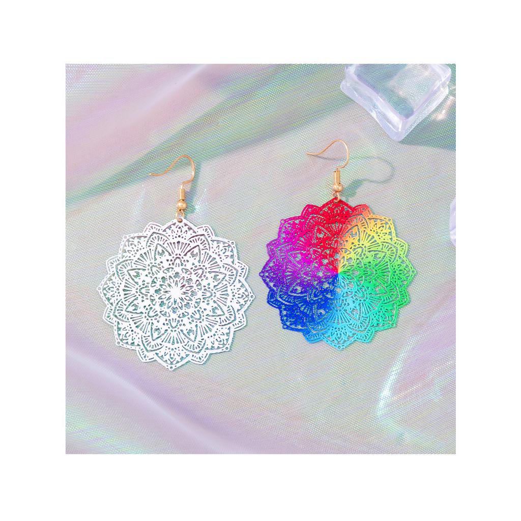 Jewelry Exotic ethnic style Color hollow earrings Simple retro earrings Ear jewelry spot
