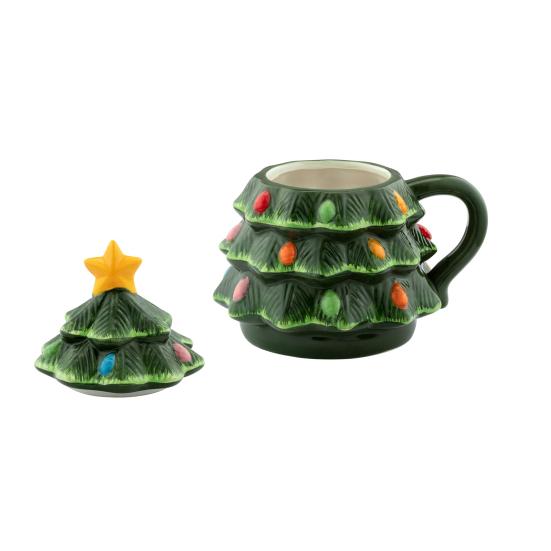 Christmas Tree Mug 16oz, Nostalgic Themed Lidded Tumbler for Coffee Hot Drinks Holiday Gift for Kids Friends Home Office Use