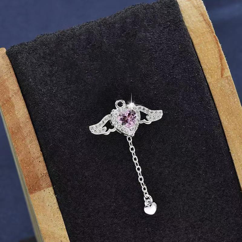 Cupid Heart Necklace Female Love Zircon Romantic Angel Clavicle Chain Light Luxury Heart Necklace