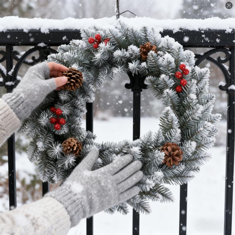 3Styles Red Christmas Wreath Elegant PVC Fruit Wreath Window Door Wall Ornament Home Halloween Decor Gifts