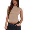 European and American women's clothing summer semi-turtleneck solid color slim-fit sleeveless Spice Girl style versatile vest