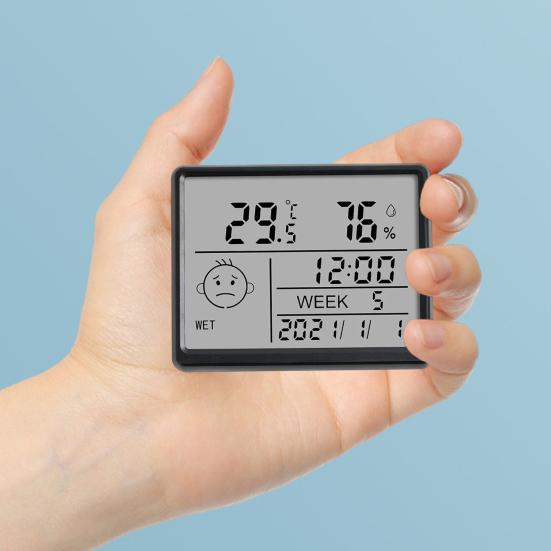 Magnetic Digital Clock with Humidity Thermometer LCD Display High Accuracy Thermo-Hygrometer Indoor Humidity Temperature Meter
