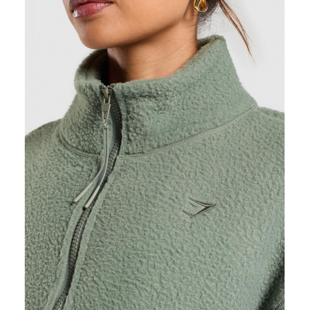 Gymshark Elevate Fleece Mid Jacket Unit Green B5a7t Ecjf