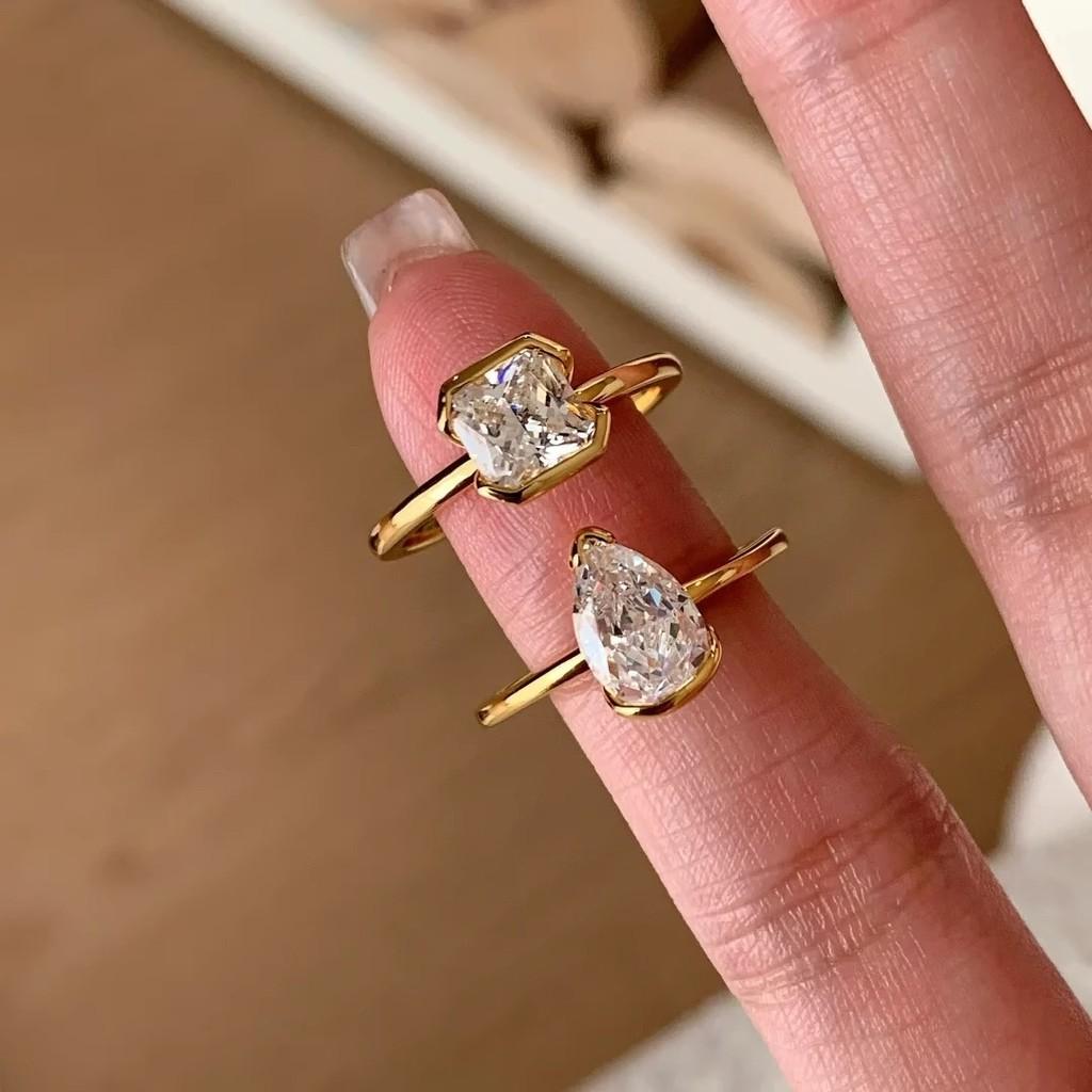 High-end Moissanite Princess Cut Ring With Gorgeous Pear Drop Shape For Women