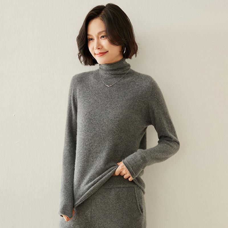 

Жіночий кашеміровий светр Qinghe кашемір 100% кашемір осінньо-зимовий кашеміровий пуловер м який і теплий XXL темно-сірий