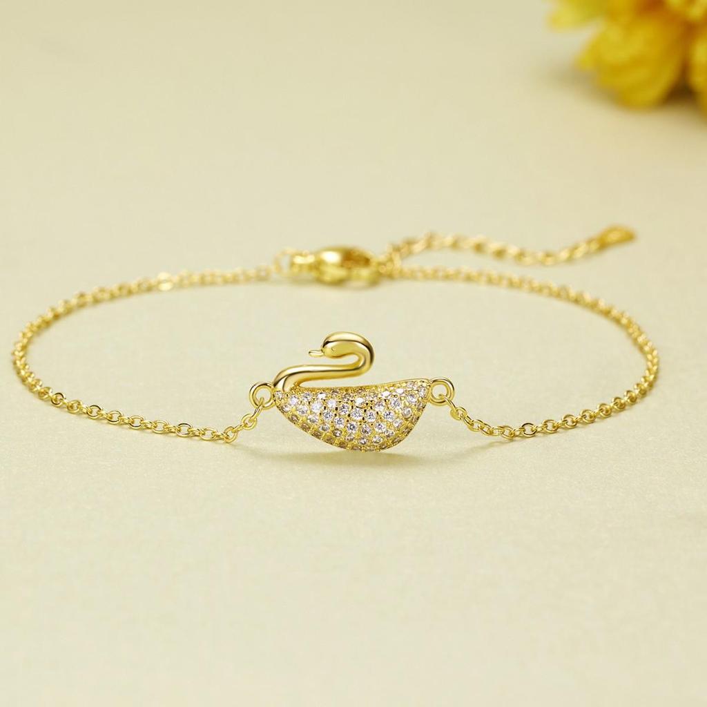 Korean Style Versatile Little Swan Adjustable Zircon Women's Bracelet