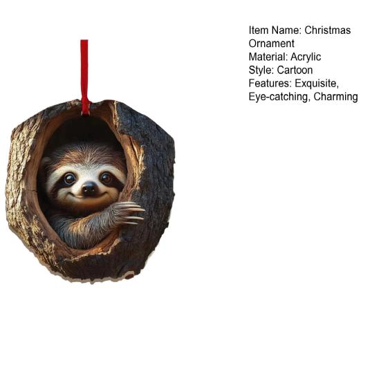 Forest Animal Christmas Ornament 2D Acrylic Owl Raccoon Koala Squirrel Xmas Tree Hanging Decoration for Tree Home Party Decor