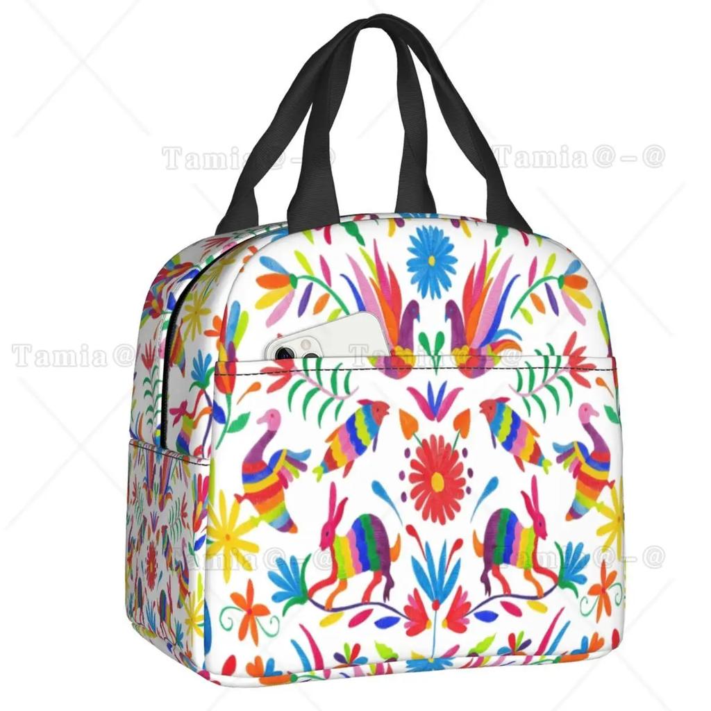 Day Of The Dead Kitten Cat Sugar Skull Lunch Box Multifunction Mexican Halloween Floral Thermal Cooler Food Insulated Lunch Bag