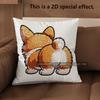 2D Cute Pembroke Welsh Corgi Butt Pillows Pattern Cushion Cover Suitable For Sofa Bedroom Car Pillow Cover