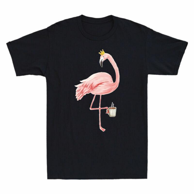 Unisexs Funny Coffee Shirt King Coffee Flamingo Gift Lovers Tshirt Drinking S