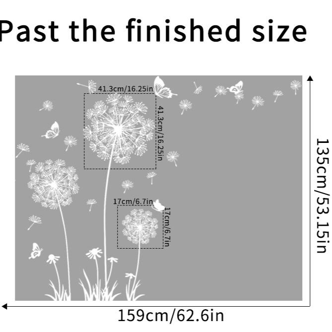 DIY White Dandelion Wall Sticker Decals Waterproof Decorative Peel and Paste Butterflies Flying for Sofa Backdrop Accessory