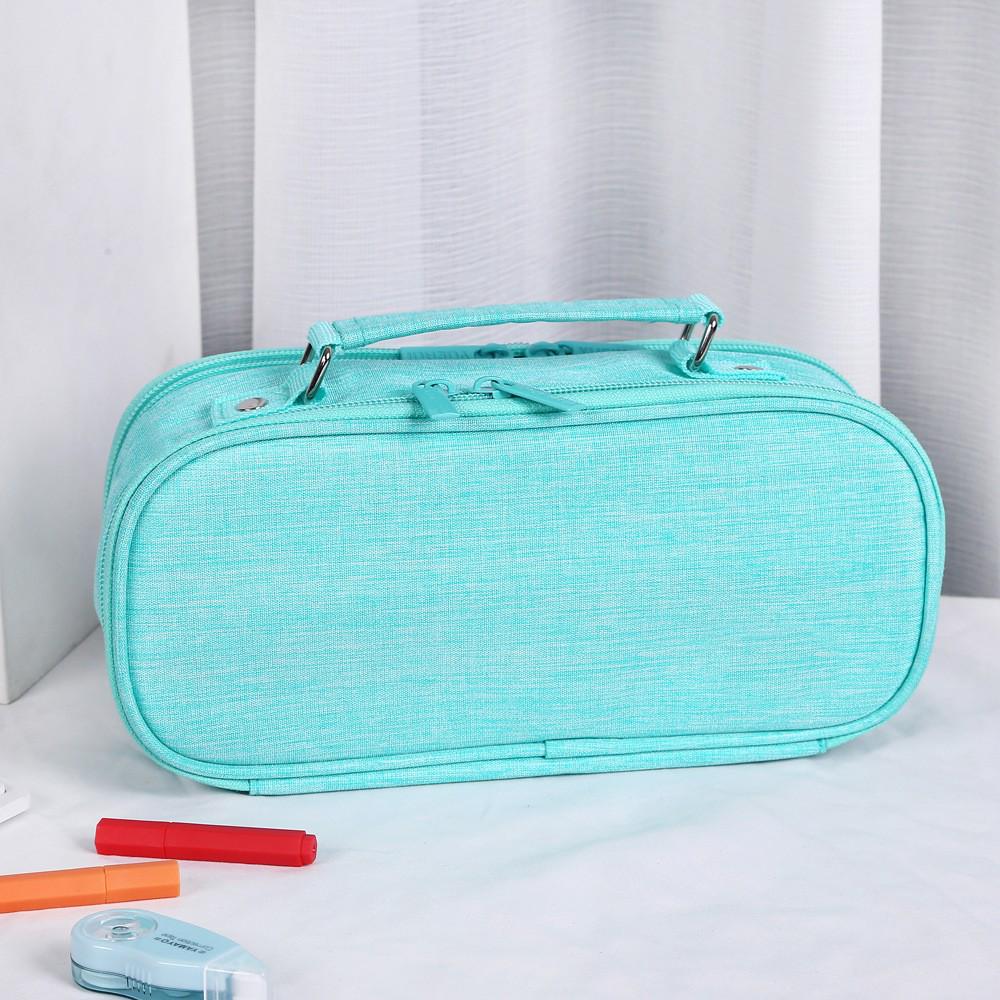 Multi-layer Double Zipper Oxford Cloth Pencil Case: Large Capacity for Junior High & High School Students