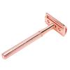 Navaja Manual para Hombre Aleación de Zinc Antideslizante Ajustada Hoja Doble Filo Cuchillo de Afeitar(Oro rosa )