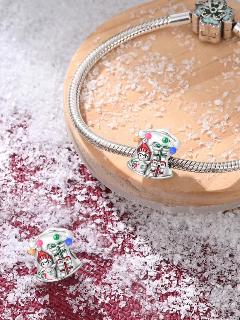 Breloques Originales Plaqué Cuivre Père Noël Flocons de Neige Perles Convient Bracelet Bijoux Femme Cadeau