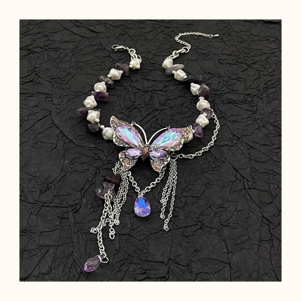 Purple Butterfly Clavicle Necklace - Elegant Women's Choker with Luxurious Design, 2025 Edition
