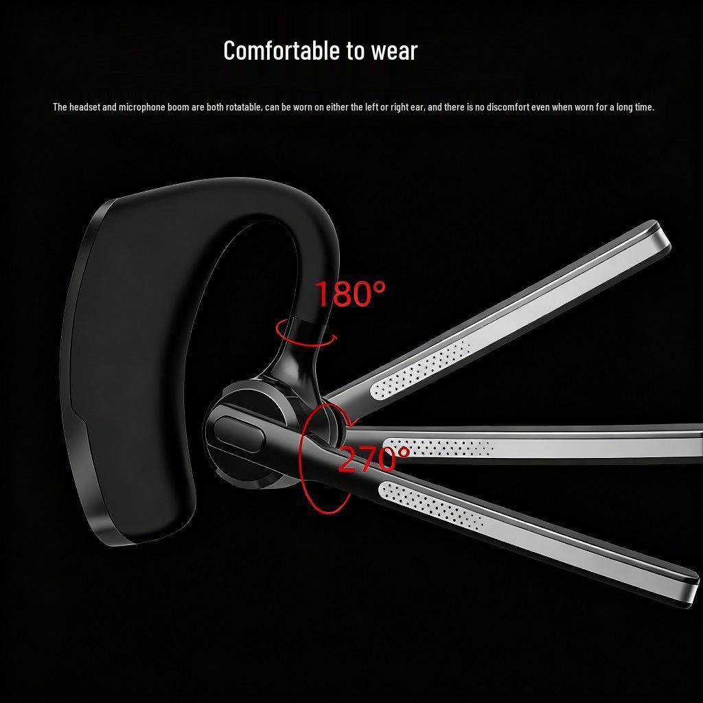Qualcomm Bluetooth Single-Ear Business Earphone with Dual Mic Noise Cancelling and Long Battery Life