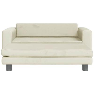 Sofá Infantil com Banquinho Creme 100x50x30 cm Veludo
