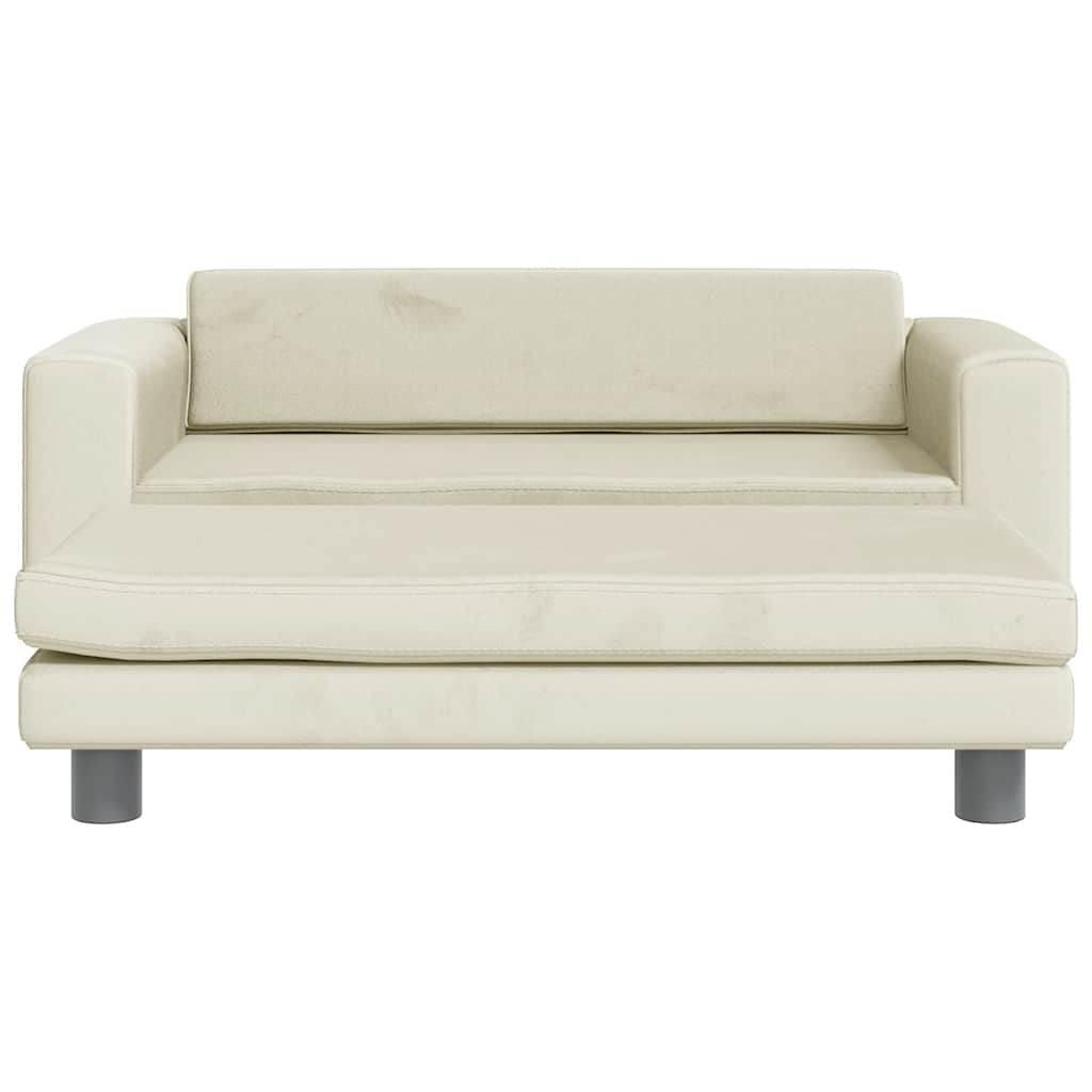 Kids Sofa with Footstool Cream 100x50x30 Cm Velvet