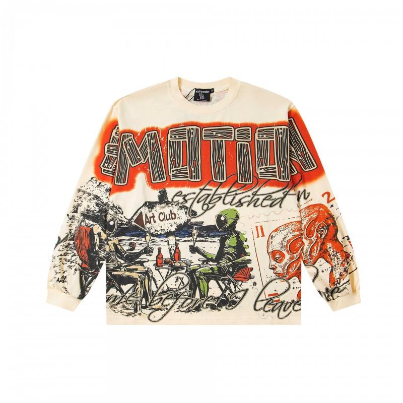 Mens Oversized Hooded Zip-Up Sweatshirt With Rhinestone Letter Print Cotton Streetwear