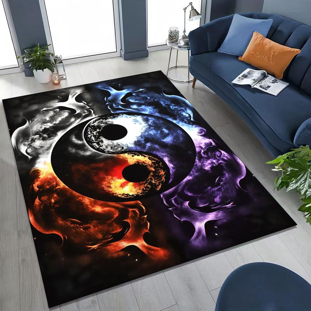 Nature Balance Yin Yang Tai Chi Black White Energy Rug for Bedroom Living Room Sofa Home Doormat Decor,Kids Non-slip Floor Mat