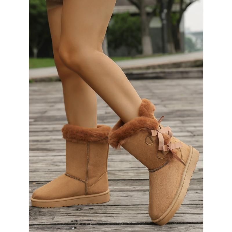 

Новая обувь больших размеров, женские полусапожки для снега средней высоты, ботинки средней высоты, модные флисовые сапоги для снега 42 коричневый