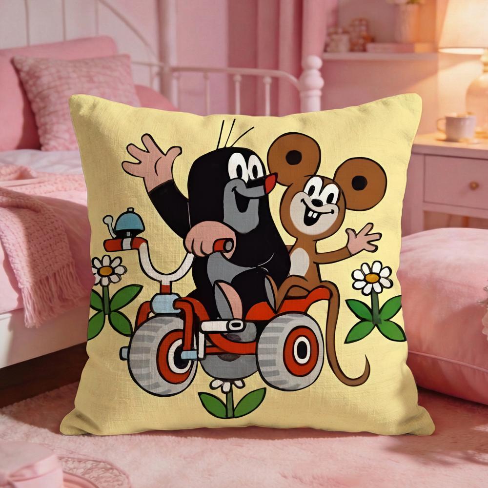 TThe Little MoleS Anime Cushion Cover Premium Comfort Reversible Pillow Cove Two In One Design For Any Room Car Interior