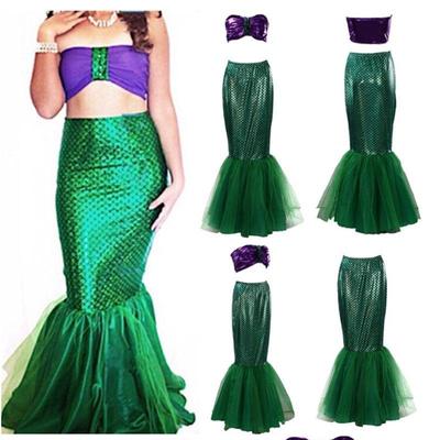 Syrena Cosplay Fancy Party Sexy Długa Maxi Sukienka 2szt Dorosła Dziewczyna Femme Księżniczka Kobiety Halloween Boże Narodzenie Party Kostium
