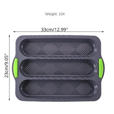 1pc Silicone Long Stick Bread Baking Tray Tri-slot Diamond Mesh Cake Mold Household DIY Baking Tool