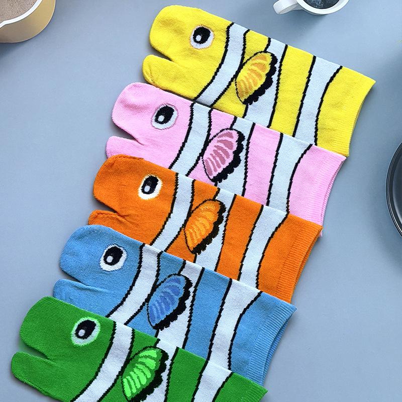 Cartoon Cute Creative Split Toed Clownfish Mid Socks Weat Anti Odor Breathable Soft Socks Ankle Foot Cover Accessories Gift